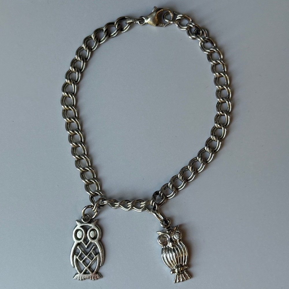 Silver Owl Charm Bracelet - 6.5”